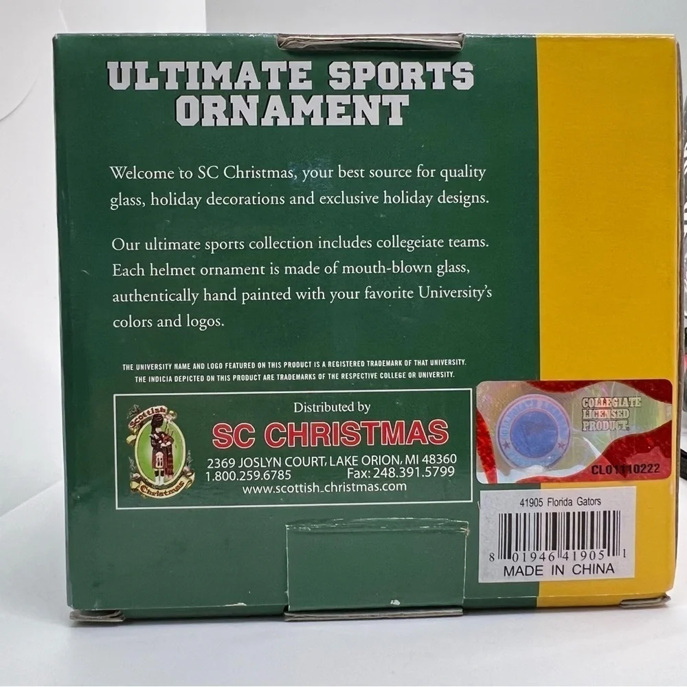 Florida Gators Christmas Ornaments Lot, 2 Ceramic Mascots, 1 Helmet SEC NCAA NIB